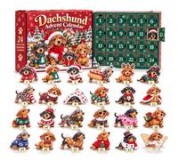 24 Days of Dachshund Joy, 24 2D Acrylic Dachshund Hanging Ornaments | Cute Dog Christmas Countdown Calendar, Holiday Decor Gift for Dachshund Lovers