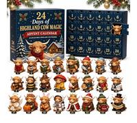 24 Days of Highland Cow Magic Advent Calendar,Cow Advent Calendar 2026，1SET | 24 Cute 3D Collectible Cow Mini Figures,Farmhouse Holiday Decor, Christmas Countdown Gift Set for Cow Lovers