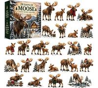 24 Days of Moose Advent Calendar,24-Piece North Woods Christmas Collection | Donkey Advent Calendar with 24 Festive Donkey Figures for Christmas Decor and 24-Day Holiday Countdown