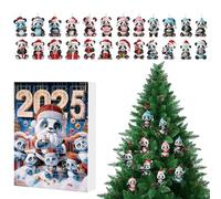 24 Days of Panda Advent - 2D Acrylic Panda Ornaments Set Countdown Calendar - Hangable Animal Rear View Mirror Charm for Kids Backpack Window Balcony Car Front Door Boys Girls Christmas Tree