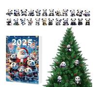 24 Days Panda Christmas Calendar Advent - 24 Days Cute Panda Ornaments Countdown Calendar 2025 - Cute Animal 2D Flat Acrylic Ornaments for Car Rearview Mirror Christmas Tree Wall Door Window Party Dec