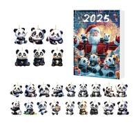 24 Days Panda Christmas Calendar Advent | 24 Days of Countdown Calendar Panda Ornament 2025 - Cute Animal 2D Flat Acrylic Ornaments for Car Rearview Mirror Christmas Tree Wall Door Window Party Decor