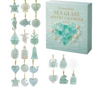 24 Days Sea Glass Advent Calendar, 2D Acrylic Sea Glass Christmas Tree Christmas Decoration Crafts, Friendship Pendant, Friends Advent Calendar 2025 for Family