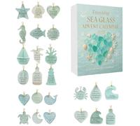 24 Days Sea Glass Advent Calendar, 2D Acrylic Sea Glass Christmas Tree Christmas Decoration Crafts, Warm & Bless Ornaments for Family