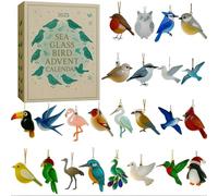 24 Days Sea Glass Bird Advent Calendars 2025, 2D Sea Glass Advent Calendar, Sea Glasss Christmas Tree Ornaments, Coastal Bird Ornaments, Sea Glasss Birds Pendant Advent Calendars