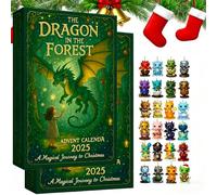24 Days * The Dragon in the Forest Advent Calendar 2025, Dragon Advent Calendar 2025 Kids, Christmas Countdown with 24 Unique Kawaii Dragon Christmas Tree Flat Decorations for Festive Fun (2Pcs)