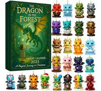 24 Days * The Dragon in the Forest Advent Calendar 2025, Dragon Advent Calendar with 24 Unique Acrylic Dragons Pendants, 3D Realistic Design Christmas Vacation AdventCalendar for Adults Kids (2 pcs)