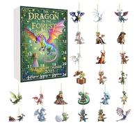 24 Days the Dragon in the Forest Advent Calendar 2025, Funny 2025 Dragon Advent Calendar, 24 Days of Christmas Vacation AdventCalendar with Unique DragonPendants for Adults Kids (Red)
