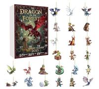 24 Days the Dragon in the Forest Advent Calendar 2025, Funny 2025 Dragon Advent Calendar, 24 Days of Christmas Vacation AdventCalendar with Unique DragonPendants for Adults Kids (Green)
