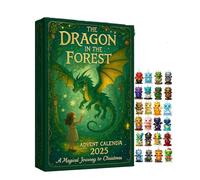 24 Days * the Dragon in the Forest Advent Calendar 2025, Funny 2025 Dragon Calendar, Christmas Vacation Advent C-alendar with Unique Acrylic D-ragon Pendants (1set)