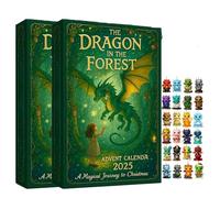 24 Days * the Dragon in the Forest Advent Calendar 2025, Funny 2025 Dragon Calendar, Christmas Vacation Advent C-alendar with Unique Acrylic D-ragon Pendants (2set)
