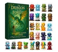 24 Days the Dragon in the Forest Advent Calendar 2025, Funny Dragons Baby Advent Calendar 2025, Christmas Countdown with 24 Unique Dragon Baby Christmas Tree Flat Decorations