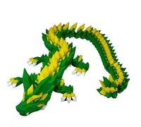 24" Deluxe 3D Printed Crystal Dragon - Flexible Articulating and Large Size at 24 inches (Oregon Green Yellow)
