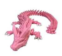 24' Deluxe 3D Printed Crystal Dragon - Flexible Articulating and Large Size at 24 inches (Pink)