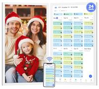 24" Digital Calendar Picture-Frame for-Wall-Planner - Touchcreen Interactive Electronic Calendar Display, Chore Chart, Star Reward, Sync Google iCloud Outlook Via APP, Wall Mount, Gifts for Mom Dad