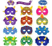 24 Dinosaur Masks - 12 Types for Kid's Birthday, Halloween & Party Supplies