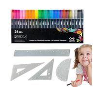 24 Double Line Contour Markers - Acrylic Paint Markers, Bright Markers, Contour Markers | Squiggles Shimmer Drawing Pens for Birthday, Greetings, Gift