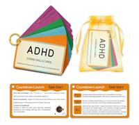 24 Double-Sided ADHD Coping Skills Cards for Adults & Teens, ADHD Therapy Tools for Executive Function, Anxiety Relief, A DHD Organization, Calm Down Corner Supplies & Therapy Game
