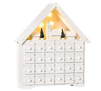 HOMCOM Christmas Advent Calendar Light Up Wooden House with Countdown Drawers, none