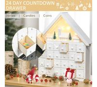 Homcom 24 Drawer Wooden Christmas Advent Calendar Wooden Light Up Holiday In White White One Size
