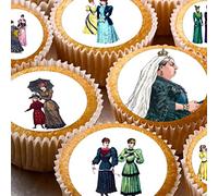 24 edible PRE CUT Victorian Queen Victoria Fashion birthday kids childrens party decorations Wafer Paper Cupcake Topper Cake