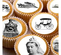 24 edible PRE CUT Victorian Queen Victoria Transport birthday kids childrens party decorations Wafer Paper Cupcake Topper Cake
