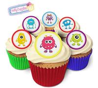 24 Edible Pre-Cut Wafer Round Cake Toppers: Monsters