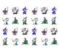 24 Edible Pre-Cut Wafer Round Cake Toppers: Wizards