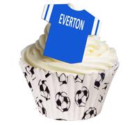 24 Edible T Shirt Decorations - Great for Everton Fans - Perfectly pre-Cut Wafer just pop Them Out The Packaging and top Them on Your Cake - by CDA Products Ltd