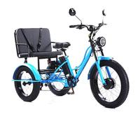 24" Electric Power-Assisted Pedal Tricycle for Height 170-190 CM with Multi functional Seat Fat Tire Lcd Display + Headlight Heavy-Duty Carbon Steel Frame A