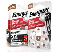 24 Energizer Acoustic Batteries for Hearing Aids Size 312 Brown Mercury Free - 3 Packs of 8 Batteries