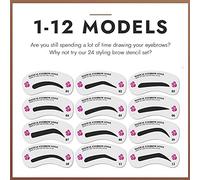 24 Eyebrow Shaping Stencils, Professional Eyebrow Grooming Template for Women, Quickly Create Eyebrow Shapes, Great for All Skin Types, Made of PEVA