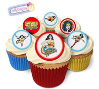 24 Fabulous Edible Pre-Cut Wafer Cake Toppers: Retro Wonder Woman