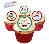 24 Fabulous Pre-Cut Edible Wafer Cake Toppers: Christmas Characters