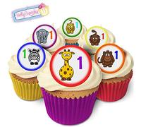 24 Fabulous Pre-Cut Edible Wafer Cake Toppers: Wild Animals Age 1