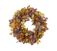 24" Fall Wreath for Front Door, Fully Handmade with Faux Eucalyptus, Magnolia Leaves, Maple Leaves, Berries, Natural Pine Cones, Fall Front Door Decor, 2024 New