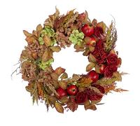24" Fall Wreath for Front Door, Handmade with Faux Hydrangea Peony Camellia Wheat Pomegranate, Fall Front Door Decor, Fully Handmade, 2024 New