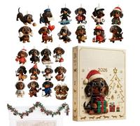 24 Flat Acrylic Pendant Ornaments To Count Down, Dachshund Advent Set | Display On Walls Doors Or Shelves, Reusable Year After Year And Daily Ritual Without The Sugar, For DACHSHUND OBSESSIVES