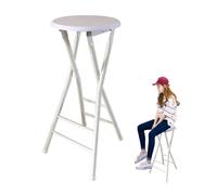 24" Foldable Counter Height Stool - No Assembly Needed 28" Backless Portable Folding Tall Chair for Kitchen & Office - Ideal for Adults (White 70cm/28in)