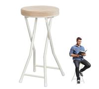 24" Folding Bar StoolBackless Collapsible Chair with Padded Round Seat & Removable Cover Counter Height Folding Stool for AdultsIdeal for Kitchen & Breakfast Bar