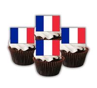 24 French Flag Cupcake Toppers, Edible Flags Of The World Cake Decorations, Eurovision Party Decoration, Paris Cakes, Eiffel Tower (UNCUT)