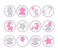 24 Gender Reveal Edible Cake Toppers, Pink Elephant Cupcake Decorations, Baby Girl Party, Boy Or Girl Gender Reveal