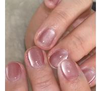 24 Glitters Cats Eye Press On Nails Square Fake Full Covers Glues Acrylic Artificial Stick Glitters Glues On Nail