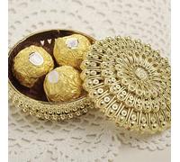 24 Gold Wedding Favour Boxes, Round Favours, Engagement, Shaadi, Nikkah, Shaadi, Mehndi, Bidh, Birthday, Eid, Gift Boxes, Trinket Boxes, Wedding Favours.