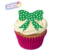 24 Gorgeous Edible Pre-Cut Wafer Bows: Bright Green Stars