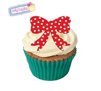 24 Gorgeous Edible Pre-Cut Wafer Bows: Bright Red Stars