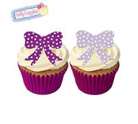 24 Gorgeous Edible Pre-Cut Wafer Bows: Mixed bright and pastel purple Stars