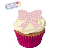 24 Gorgeous Edible Pre-Cut Wafer Bows: Pastel Pink Stars