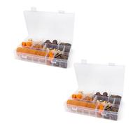 24 Grid 2PCS Plastic Organiser Snackle Box with Compartments, Leak-Proof Lid for Crafts, Beads, Travel Plane Snacks, Earrings Screw Storage Portable Multi-Compartment Storage Box (Snack Tray)