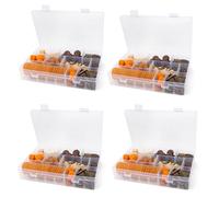 24 Grid 4PCS Plastic Organiser Snackle Box with Compartments, Leak-Proof Lid for Crafts, Beads, Travel Plane Snacks, Earrings & Screw Storage | Portable Multi-Compartment Storage Box (Snack Tray)